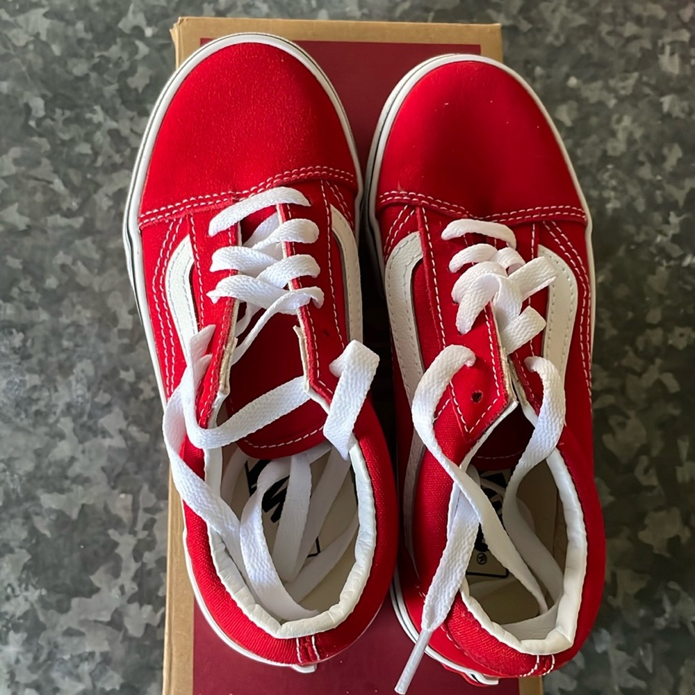 New With Tags, Vans, Kids Size 1, Old Skool, Racing Red/ True White, Never Worn